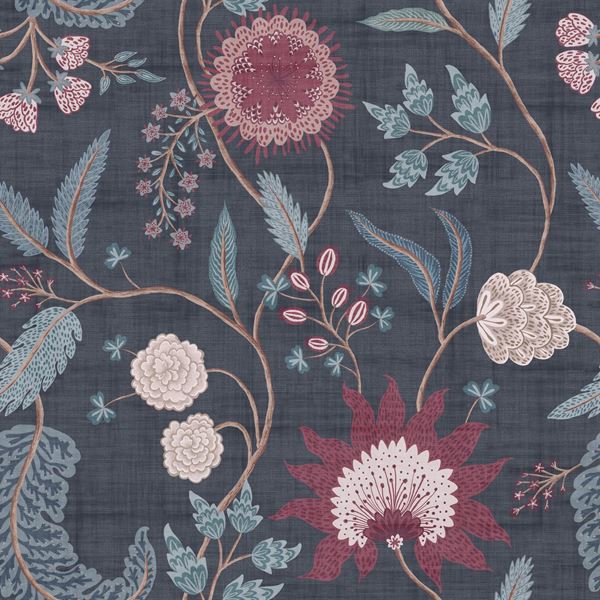 Fable Trail Wallpaper - Navy Berry